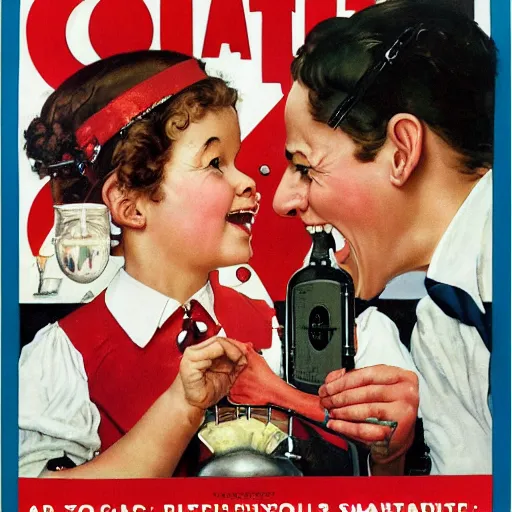 Image similar to highly detailed colgate poster by norman rockwell sharp 4K