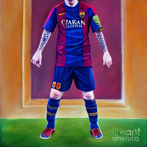 Image similar to a portrait of lionel messi by marry jane ansell