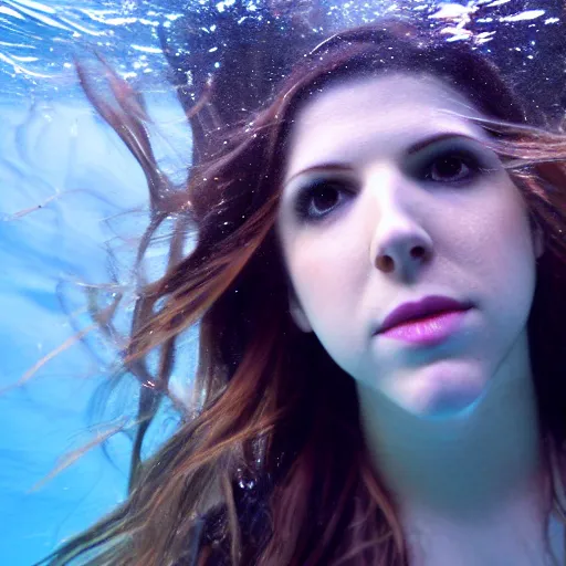 Prompt: underwater portrait of anna kendrick, canon, 7 0 mm