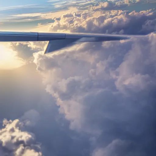 Prompt: beautiful sky from inside airplane window sun big fluffy clouds close ultra realistic 4k_-n_4_-i_-S_98882