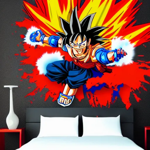 Image similar to die cut sticker, goku, gatling attack by luffy, splatter paint