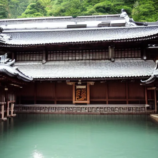 Image similar to a photo of a traditional onsen, high detail,