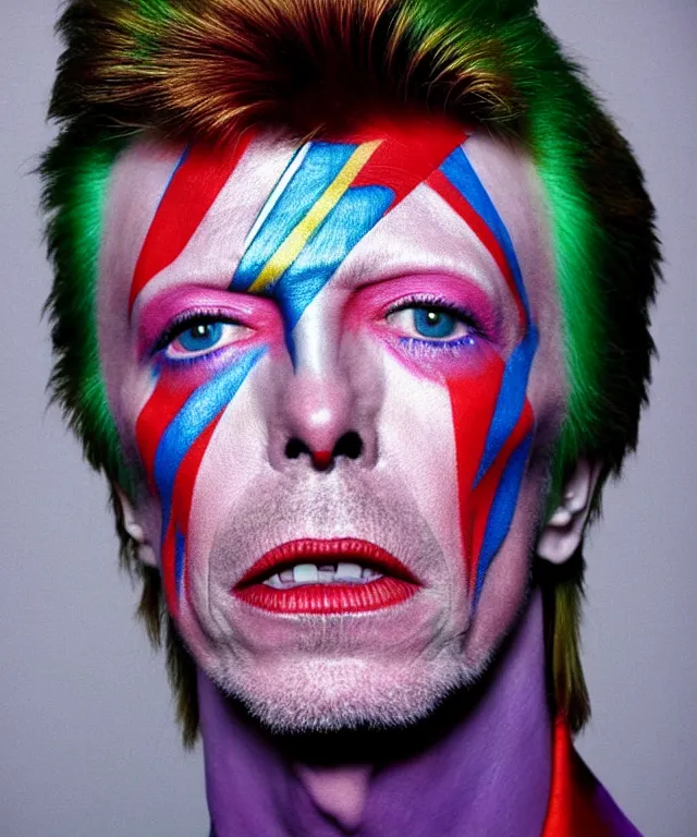 Image similar to a color photograph of david bowie, by catherine opie, intense, bold, exaggerated, overblown, hyperrealistic, ultra sharp, extra details, ultra high quality, trending on pinteresst