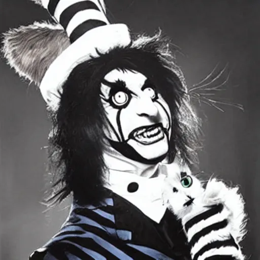 Image similar to alice cooper as cat in the hat