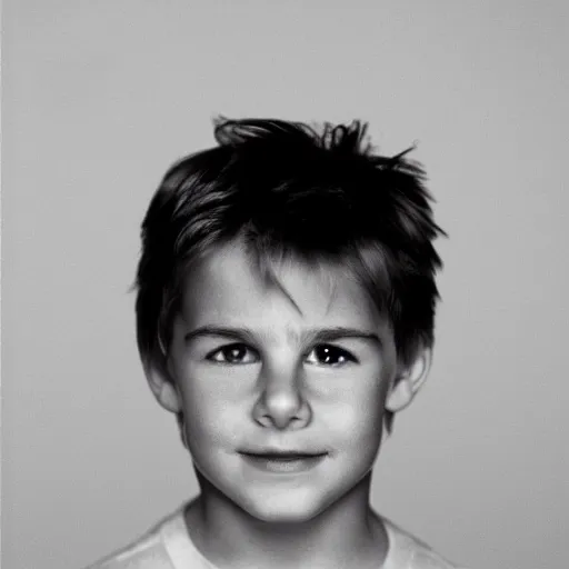 Prompt: a face portrait of tom cruise at 6 years old. photography.