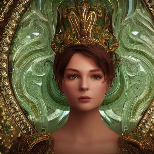 Prompt: fair princess of emerald, ornate, 8 k, intricate, detailed, accent lighting, dramatic light, octane render