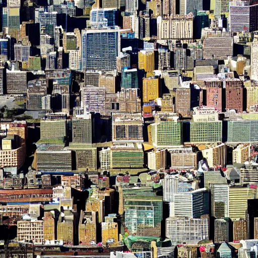 Prompt: a city where all the buildings are cheese graters, photograph, aerial view, panoramic