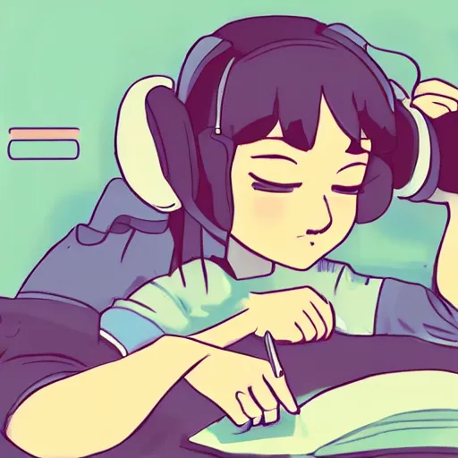 Prompt: lofi girl from lofi beats to study and relax to