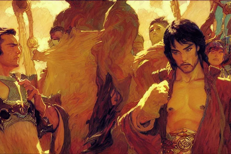 Prompt: tales of earthsea, painting by gaston bussiere, craig mullins, j. c. leyendecker, tom of finland