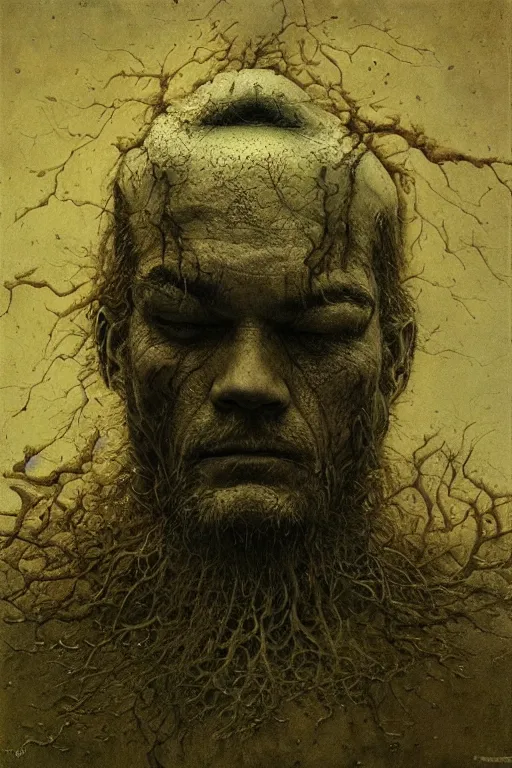 Image similar to portrait of Michael Shannon by Zdzislaw Beksinski