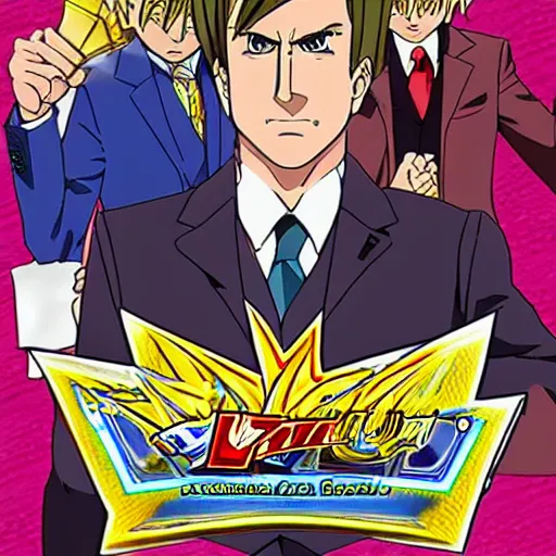 Prompt: saul goodman in yu gi oh, anime with the millennium puzzle