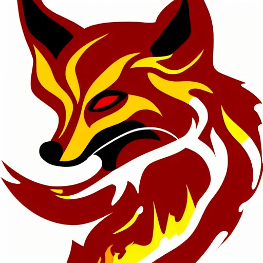 Image similar to a vector logo of a burning fox with flames style