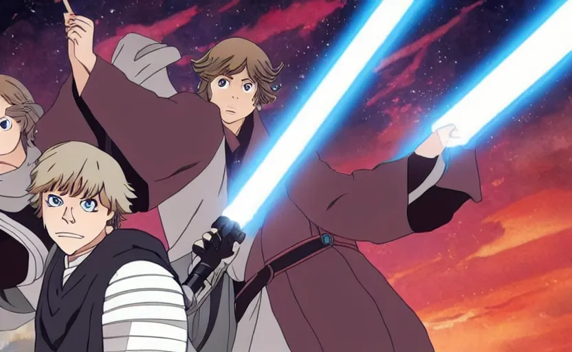 Prompt: luke skywalker in demon slayer anime style