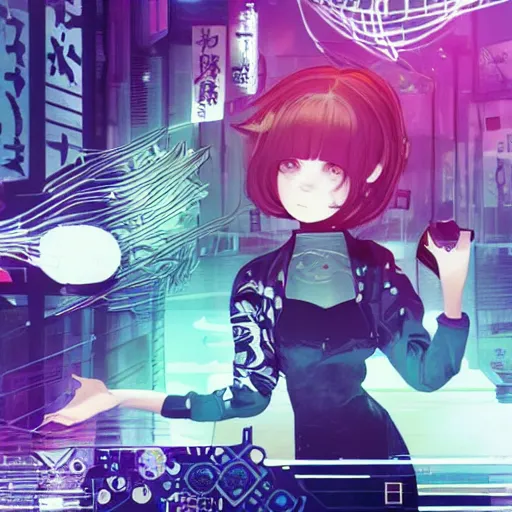 Image similar to Frequency indie album cover, luxury advertisement, indigo filter, blue and black colors. highly detailed post-cyberpunk sci-fi close-up schoolgirl in asian city in style of cytus and deemo, mysterious vibes, by Ilya Kuvshinov, by Greg Tocchini, nier:automata, set in half-life 2, beautiful with eerie vibes, very inspirational, very stylish, with gradients, surrealistic, dystopia, postapocalyptic vibes, depth of field, mist, rich cinematic atmosphere, perfect digital art, mystical journey in strange world, beautiful dramatic dark moody tones and studio lighting, shadows, bastion game, arthouse