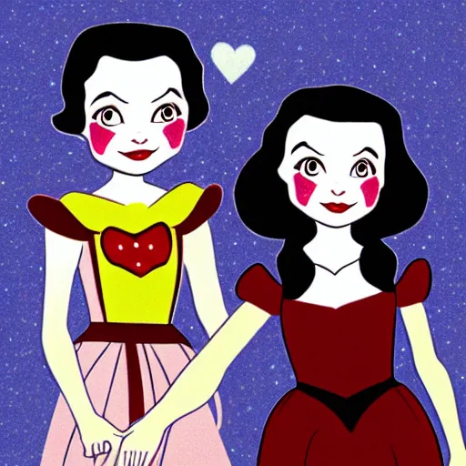 Image similar to the shining twins in the style of Snow White