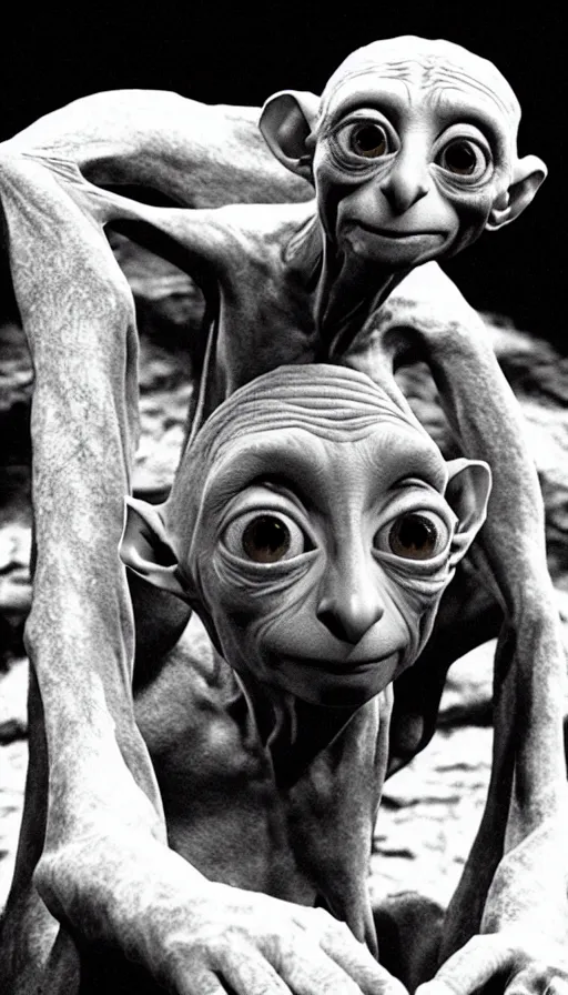 Prompt: dobby gollum, cinema still