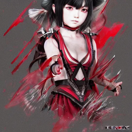 Image similar to Tekken character sheet of Yui Mizuno from Babymetal, intricate, elegant, highly detailed, digital painting, artstation, character concept art, smooth, sharp focus, illustration, art by artgerm + greg rutkowski + バイブルブラック