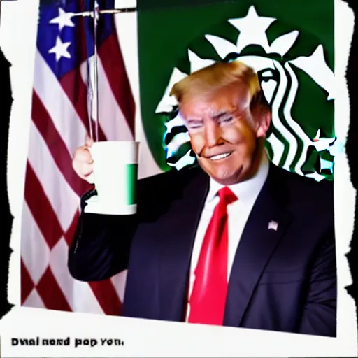 Image similar to donald trump drinking starbucks