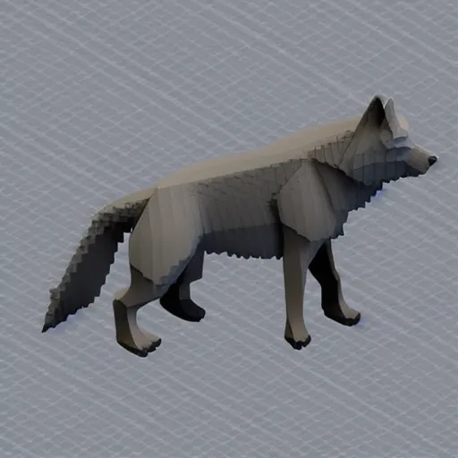 Prompt: isometric 3 d render of a wolf