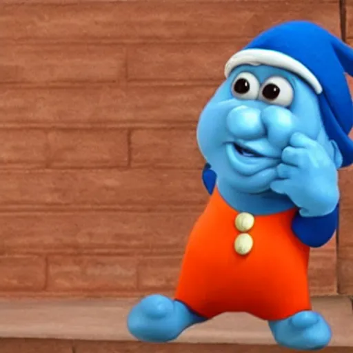 Image similar to papa smurf dressed as papaya