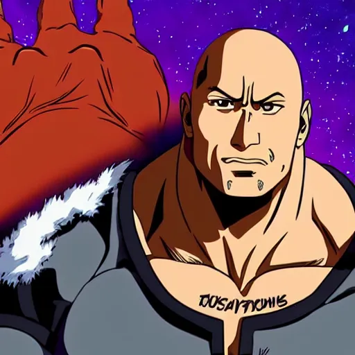 Image similar to dwayne the rock johnson anime