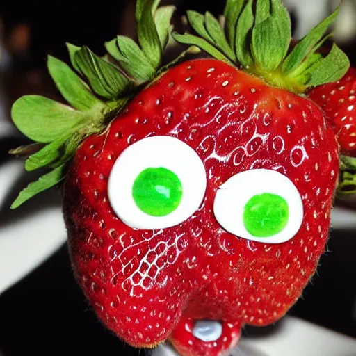 Image similar to strawberry creature with multiple eyes