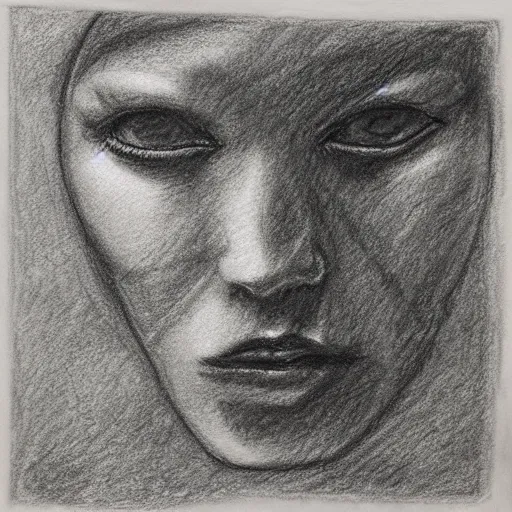 Prompt: charcoal drawing introspective bother 5 x 5 grid