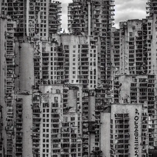 Prompt: Beautiful picture of an intricate very detailed cozy city on a cloudy day with tall brutalist buildings with small windows, a wonderful place to live, high-quality photograph