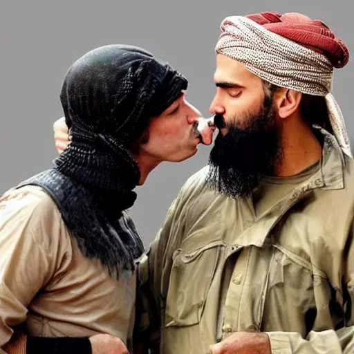 Prompt: pewdiepie kissing osama bin laden