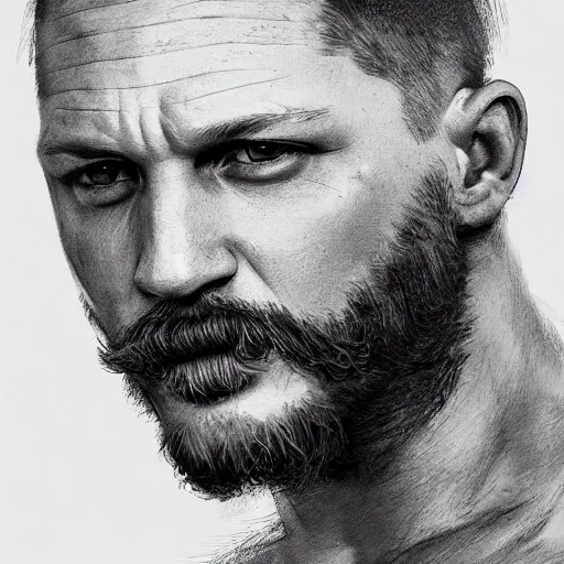 Prompt: a well designed portrait of Tom Hardy , detailed, realistic, sketch style, Artstation,Greg Rutkowski, 8K resolution.