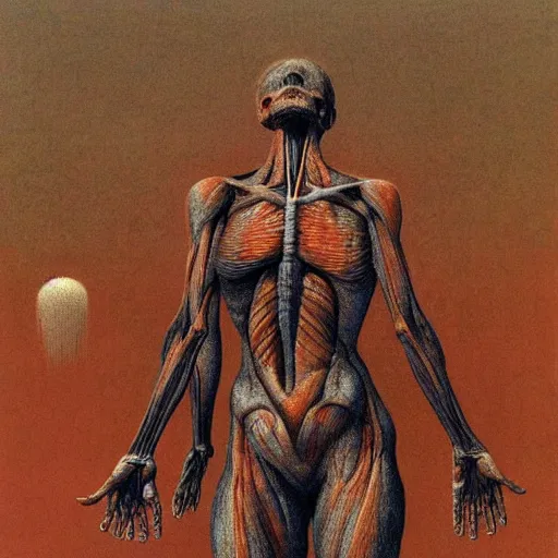 Image similar to human body anatomy by Beksiński, Zdzisław