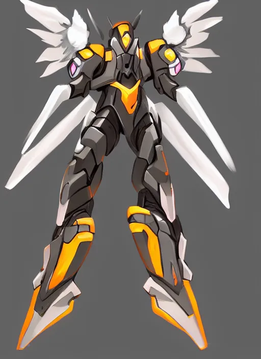 Image similar to digital art, concept art, painting, shading, overwatch style, angel mech