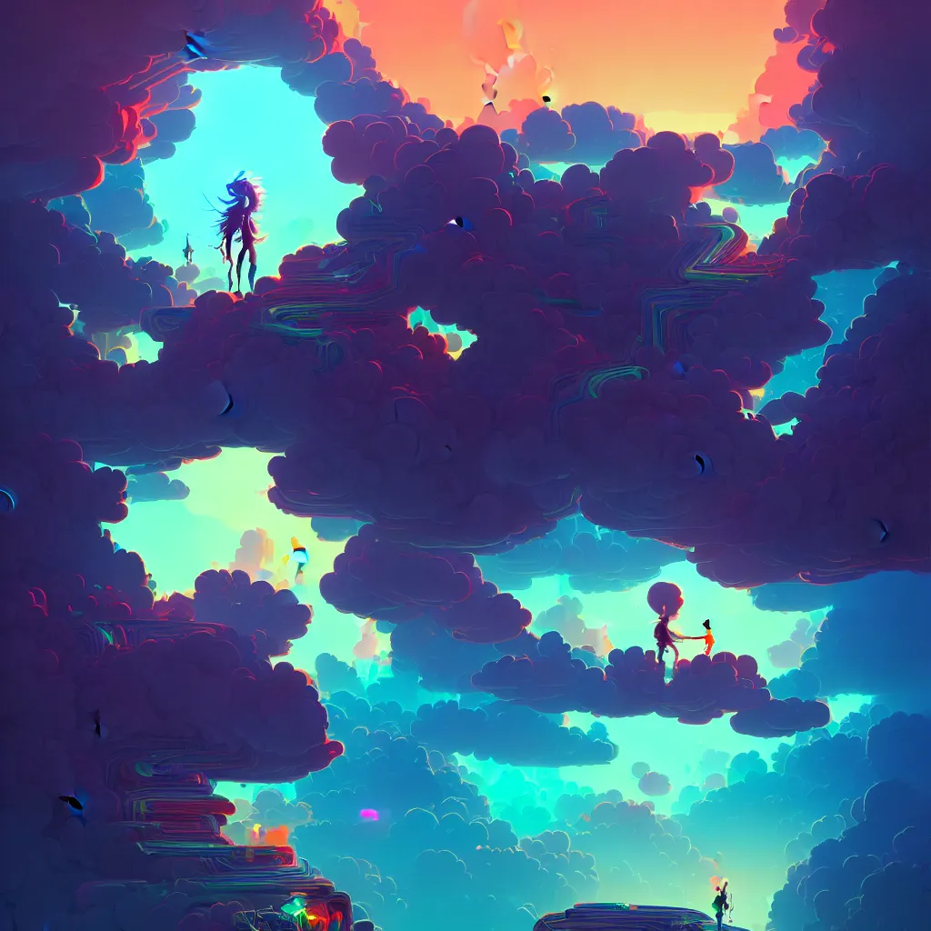 Image similar to a micro-service deployed to a datacenter, road, connector, defence, wall, cloud, security, cyber, attack vector, trending on Artstation, painting by Jules Julien, Leslie David and Lisa Frank and Peter Mohrbacher and Alena Aenami and Dave LaChapelle muted colors with minimalism