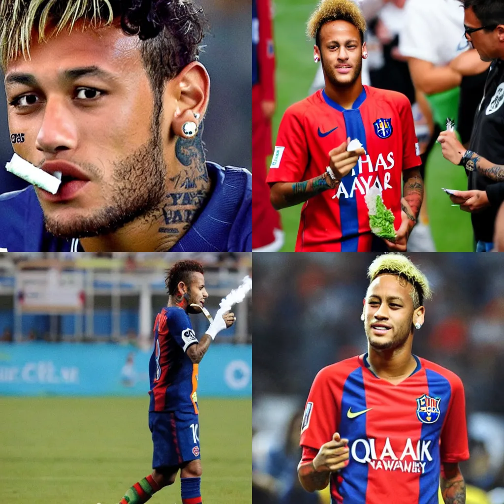 Prompt: Neymar smoking a joint