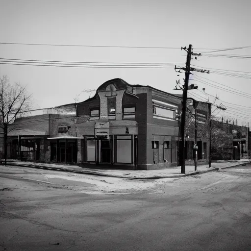 Image similar to a professional photograph of an abandoned midwestern main street