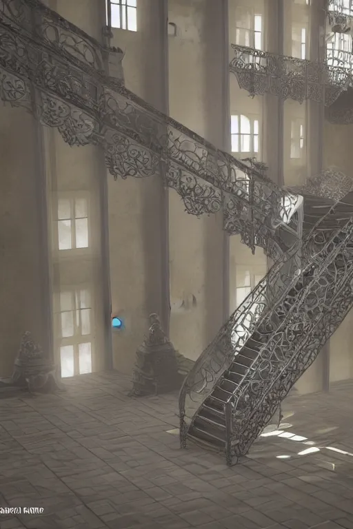 Image similar to stairs from hell to heaven, 8 k, octane render, unreal engine, intricate detail, volumetric lighting, photo real