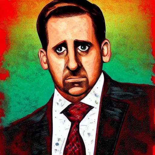 Prompt: a wall portrait michael scott from the office as a turkish man