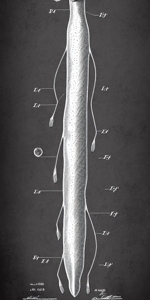 Prompt: anatomically correct scheme of the long cat, highly detailed, patent illustration, digital illustration, symmetry, concept art, smooth, sharp focus