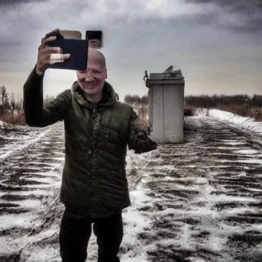 Image similar to the last selfie taken in ukraine after the nuclear war