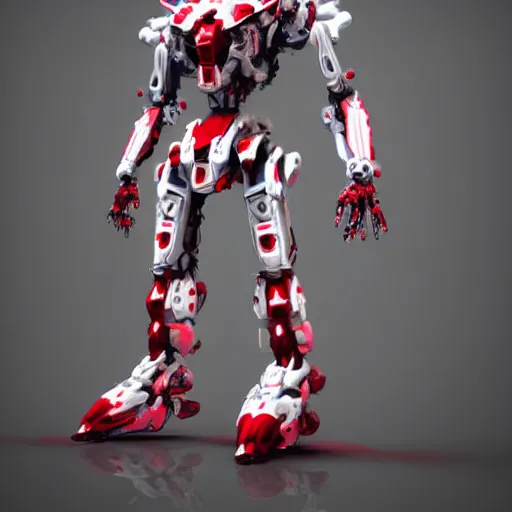 Image similar to bipedal mech standing in water red and white accents volumetric light intricate complex machine ultra detailed sharp focus coherent artstation