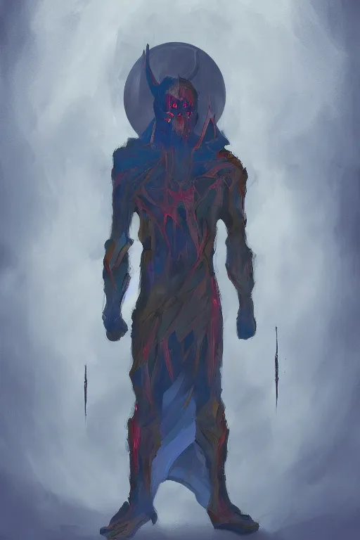 Prompt: an abstract expressionist painting of hyperion, lord of all vampires, tarot card, trending on artstation, digital painting, character concept art portrait, scary