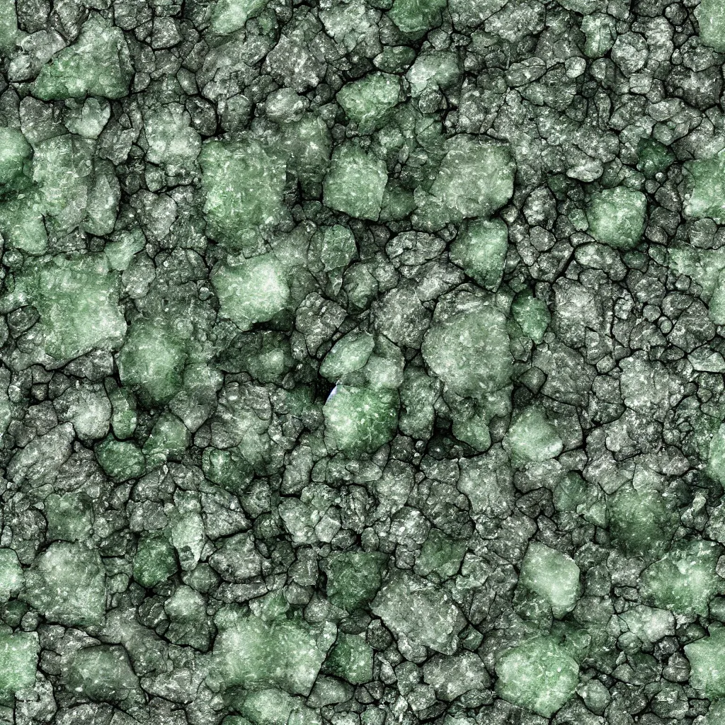 Image similar to long green crystals sticking out of the rock surface, detailed ground terrain albedo texture, flat, 2 d texture, seamless