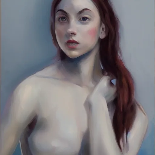 Image similar to an arched woman, oil painting, pale colors, high detail, 8 k, wide angle, trending on artstation,