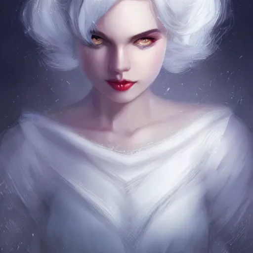 Image similar to teen girl, snow white hair, gorgeous, amazing, elegant, intricate, highly detailed, digital painting, artstation, concept art, sharp focus, illustration, art by Ross tran