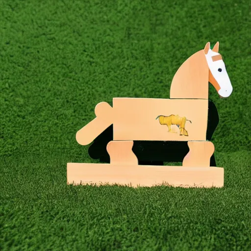 Prompt: the trojan horse as a rocking horse, toy for toddlers