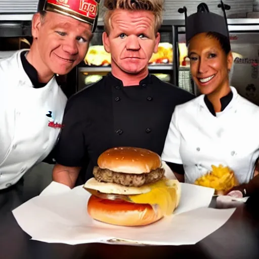 Prompt: Gordon Ramsay as a Burger king worker