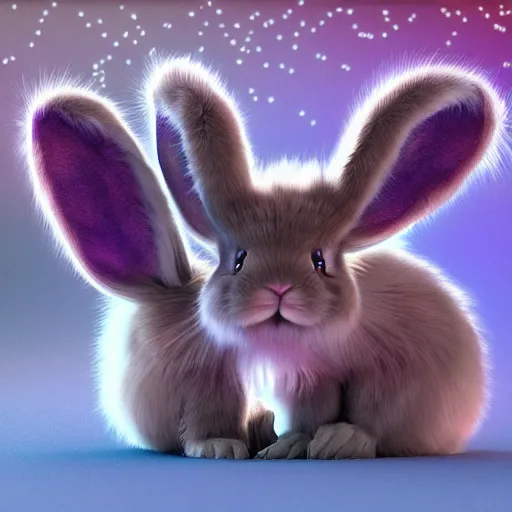 Prompt: cute colorful fuzzy alien lop eared bunny rabbit monsters monsters with long flowing gradient colored detailed fur and stripes, detailed high quality 3 d render unreal engine in the style of maurice sendak, 4 k