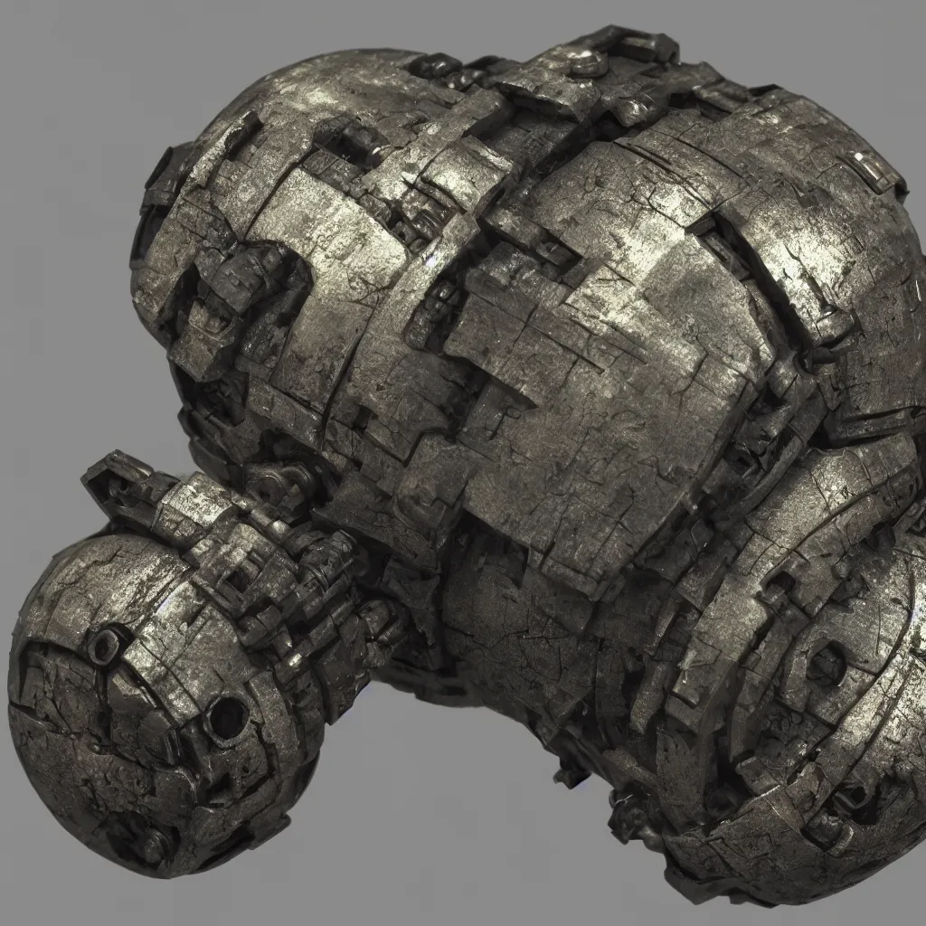 Image similar to a cyberpunk energy grenade, photo realistic weathered materials, highly detailed, octane render