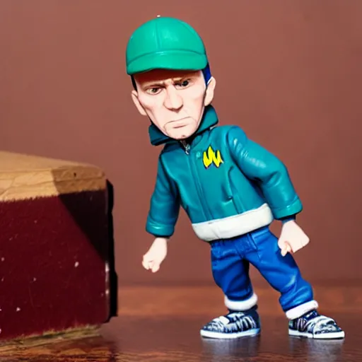 Image similar to tracey enim cosplay eminem, stop motion vinyl action figure, plastic, toy, butcher billy style