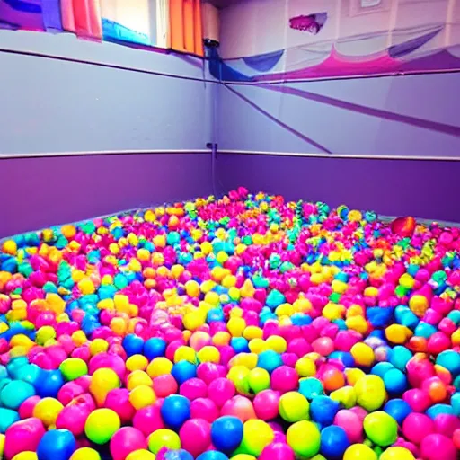 Image similar to photo of endless liminal space whe floor is made of ballpit